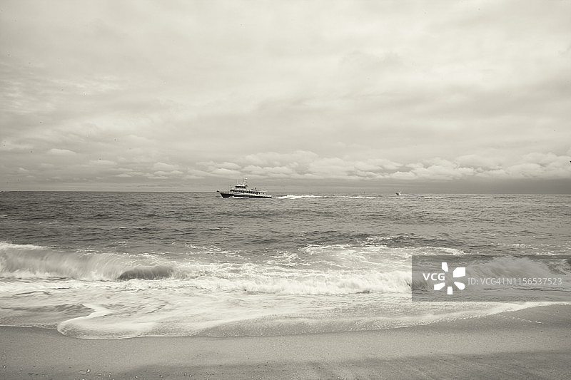 黑白海滩风光图片素材