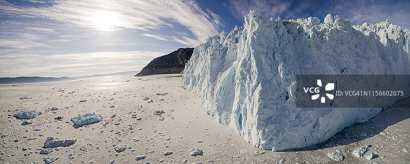 格陵兰伊卢利萨特Eqi冰川鸟瞰图片素材