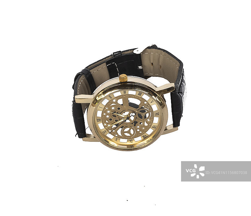 白色背景上的黑色手表图片素材