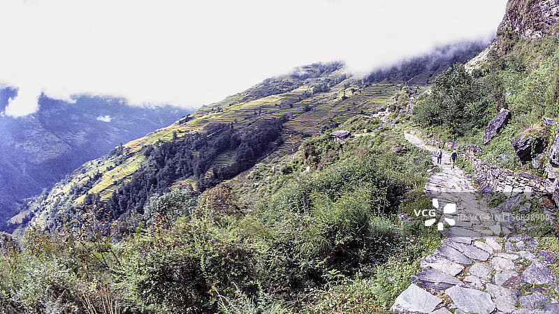 尼泊尔安娜普尔纳地区的石板路图片素材