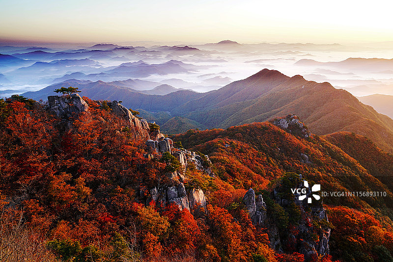 韩国论山大屯山秋景图片素材