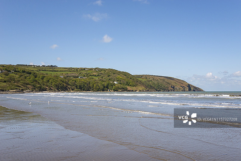 威尔士彭布罗克郡卡迪根的波皮特沙滩图片素材