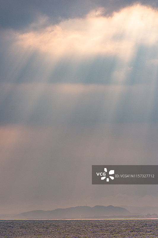日本海滩日落阳光图片素材