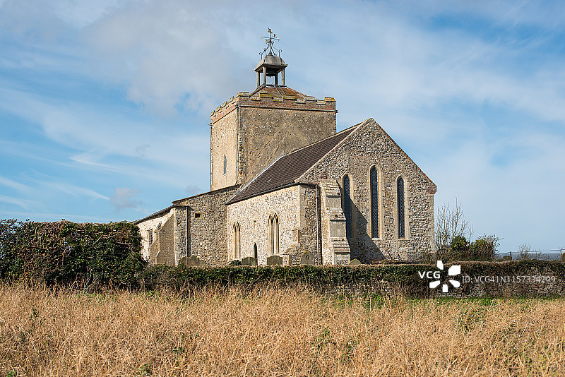 英国诺福克伯纳姆奥弗里圣克莱门特乡村老教堂图片素材