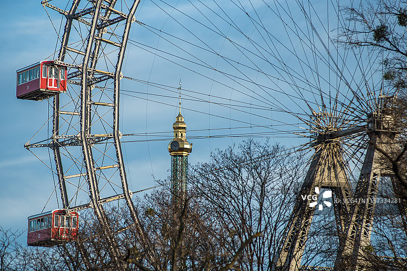 奥地利维也纳普拉特游乐园的巨型摩天轮图片素材