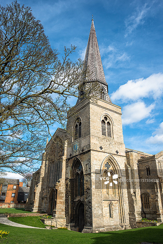 英格兰最大的圣尼古拉斯小教堂，位于英国东安格利亚诺福克郡金斯林图片素材