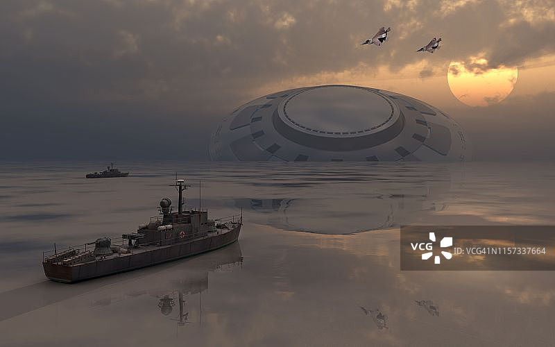 南极洲的巨型不明飞行物坠毁地点图片素材