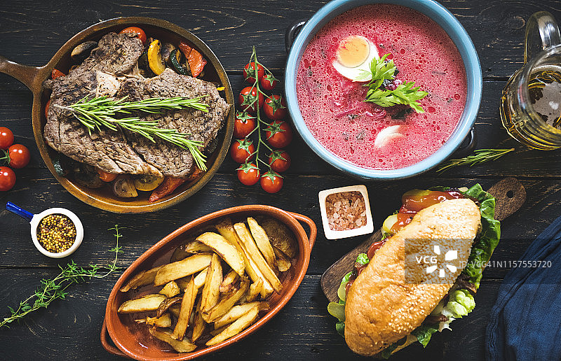 各种不同的菜肴俯视图图片素材