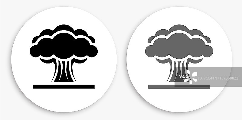 原子爆炸黑白圆形图标图片素材
