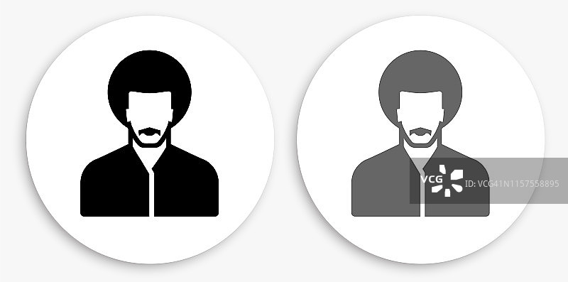 男人脸部黑白圆形图标图片素材