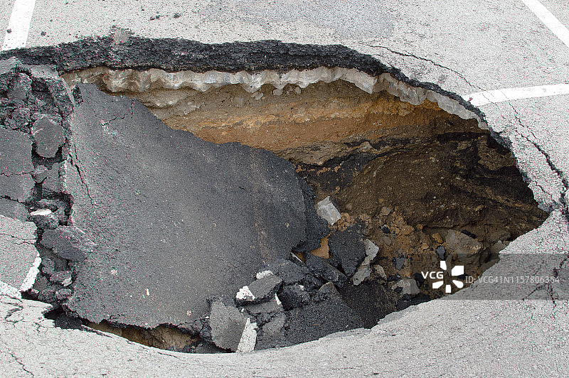 雨水侵蚀的停车场图片素材