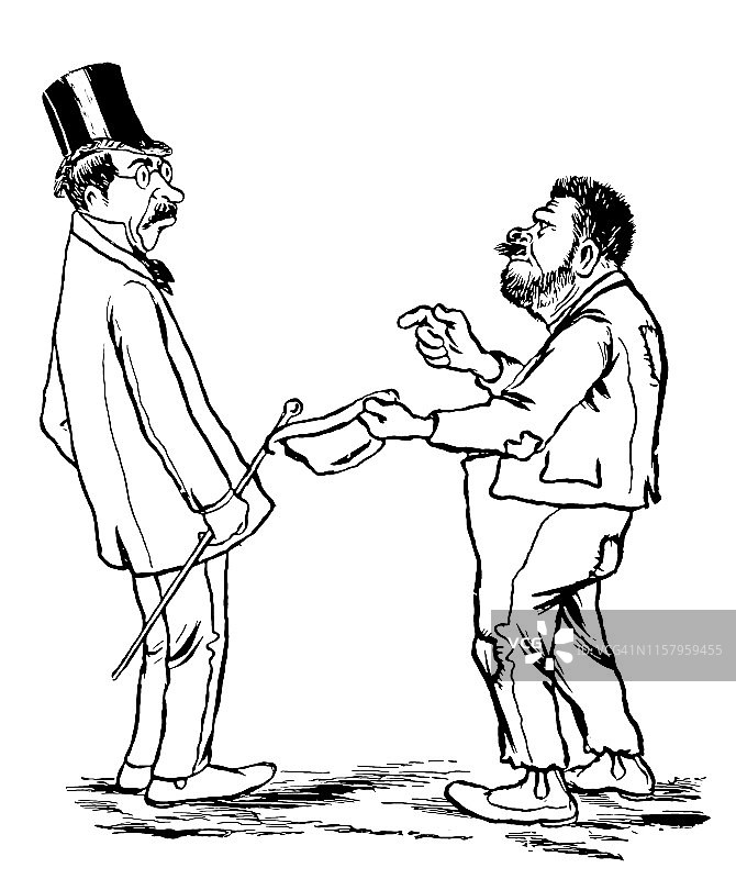 街上乞讨硬币的乞丐图片素材