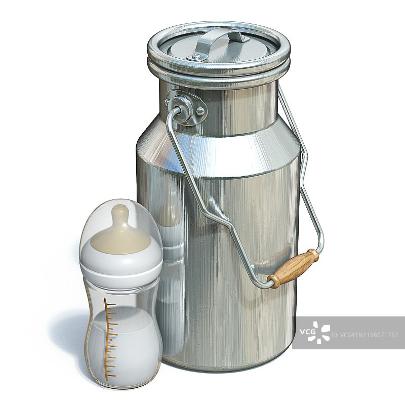 3D牛奶容器和奶瓶图片素材