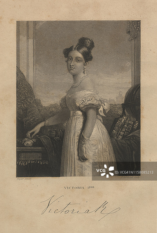 维多利亚女王1840年英国维多利亚风格版画图片素材