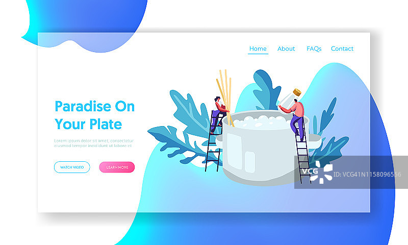 人物烹饪意大利面：网站登录页面图片素材