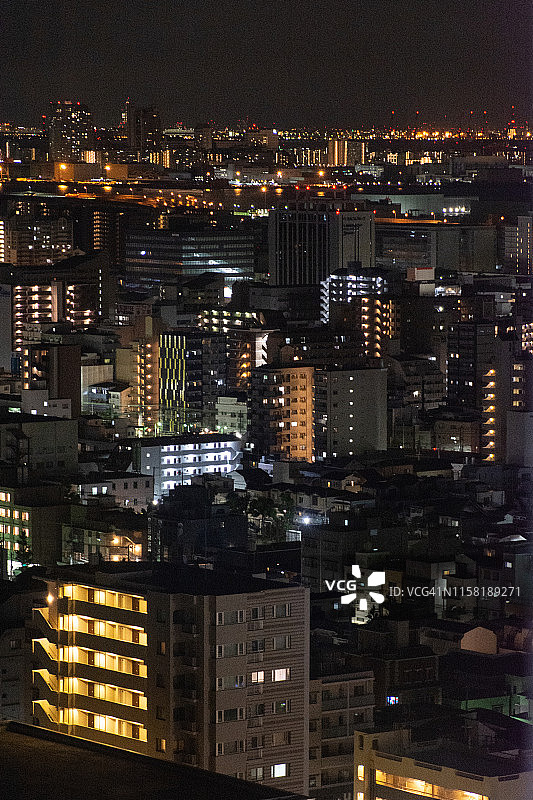 神户海边灯火通明的住宅区图片素材
