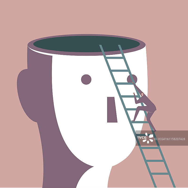 商人使用梯子攀登高处图片素材