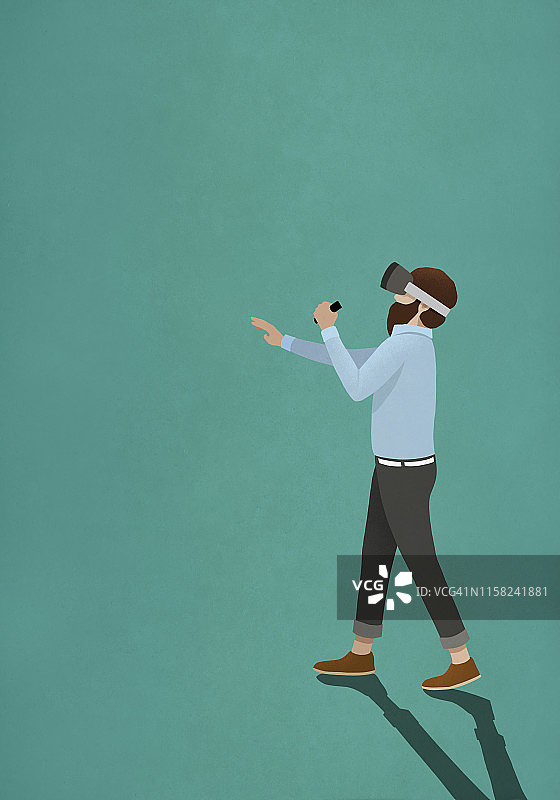 戴VR模拟器的男人图片素材