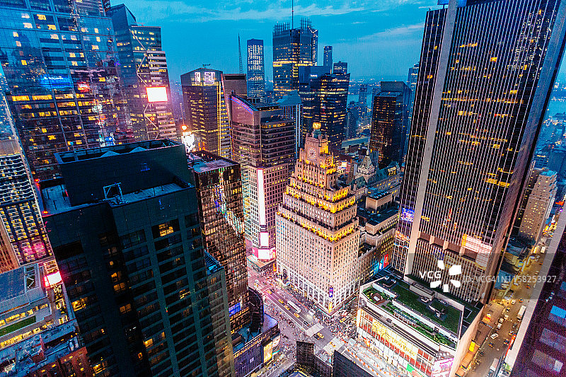 美国纽约时代广场夜景航拍图片素材