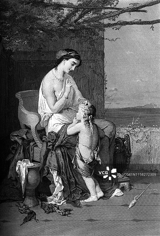 皮埃尔·奥利维尔·约瑟夫·库曼斯的《教训》- 19世纪作品图片素材