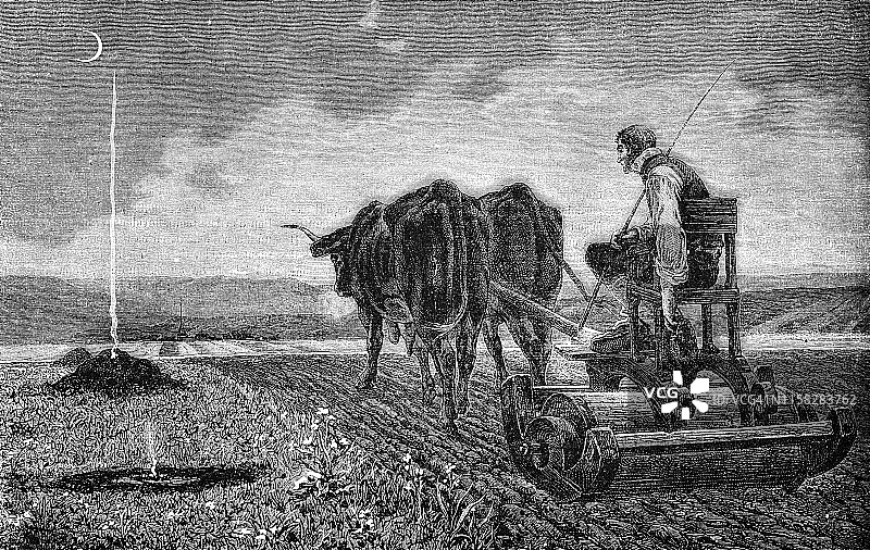 查尔斯-弗朗索瓦·马歇尔的19世纪画作《阿尔萨斯的夜晚》图片素材