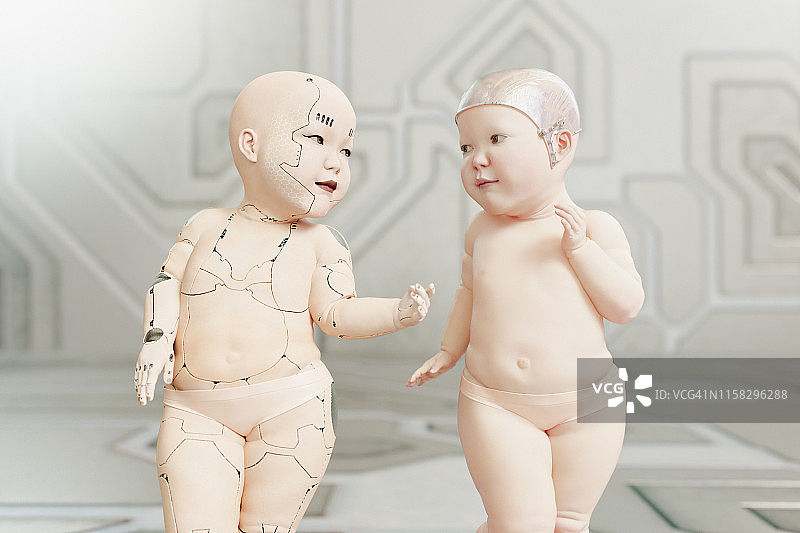 婴儿系列：赛博格学步儿童图片素材