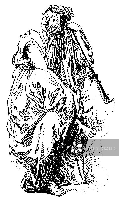 字母A与19世纪的年轻男人图片素材