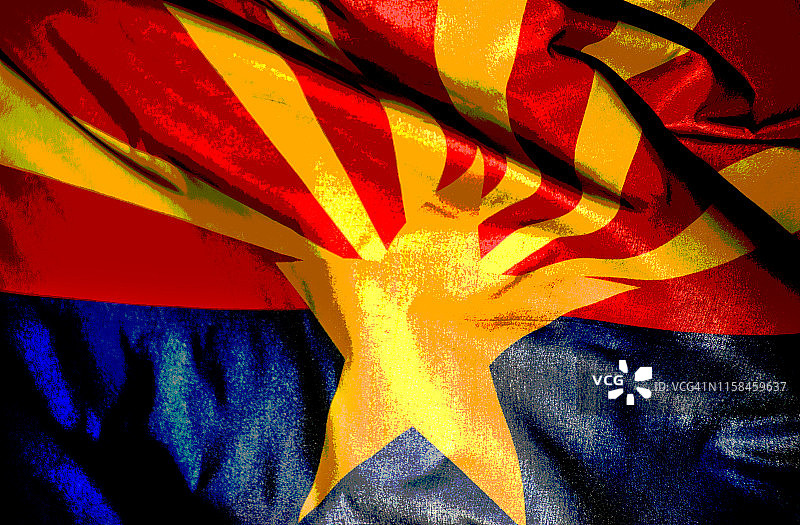 风中飘扬的亚利桑那州旗图片素材