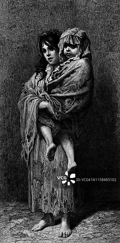 古斯塔夫·多尔笔下的无家可归者，19世纪图片素材