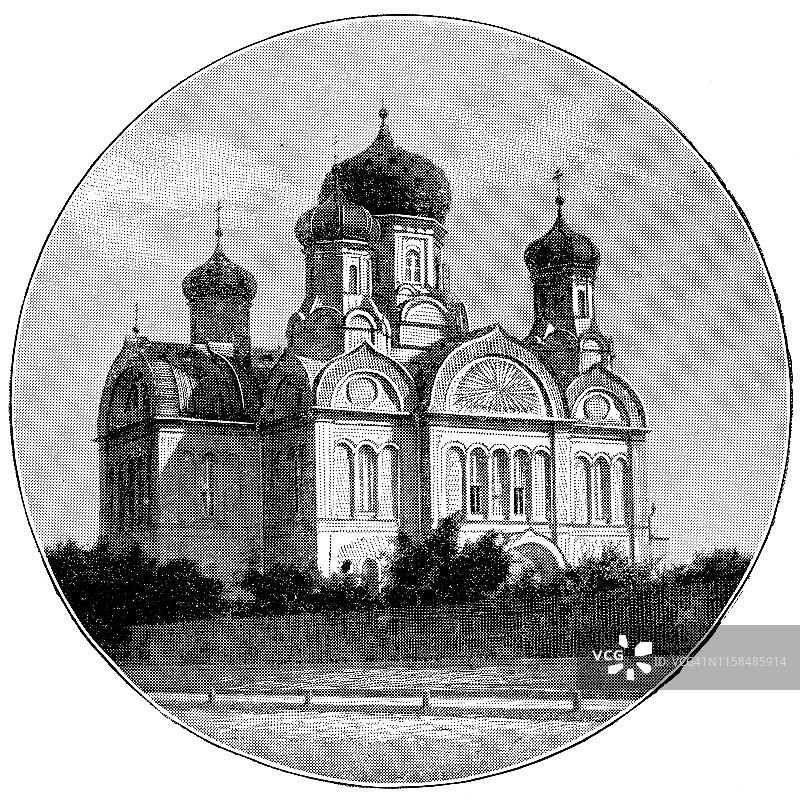 俄罗斯莫斯科的俄罗斯东正教教堂 - 19世纪的俄罗斯帝国图片素材