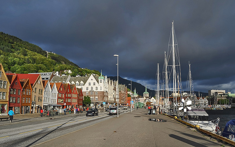 卑尔根市的河岸图片素材