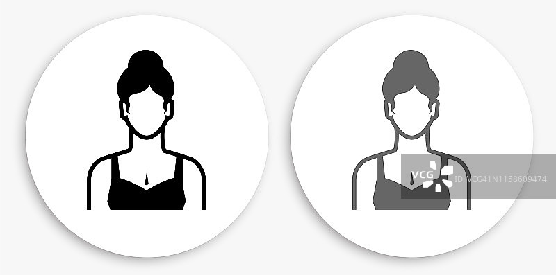 女人脸黑白圆形图标图片素材