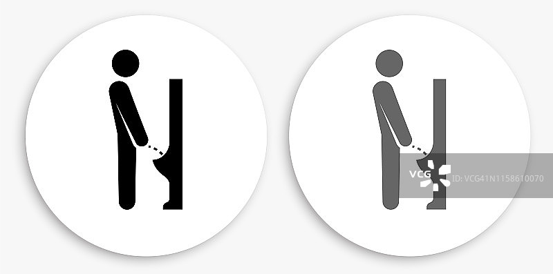 黑白小便池圆形图标图片素材