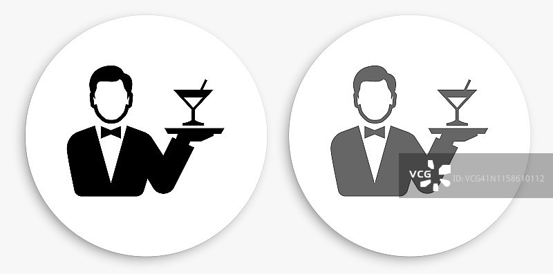 酒店客房服务黑白圆形图标图片素材