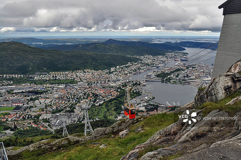 从乌尔里肯山鸟瞰卑尔根全景图片素材