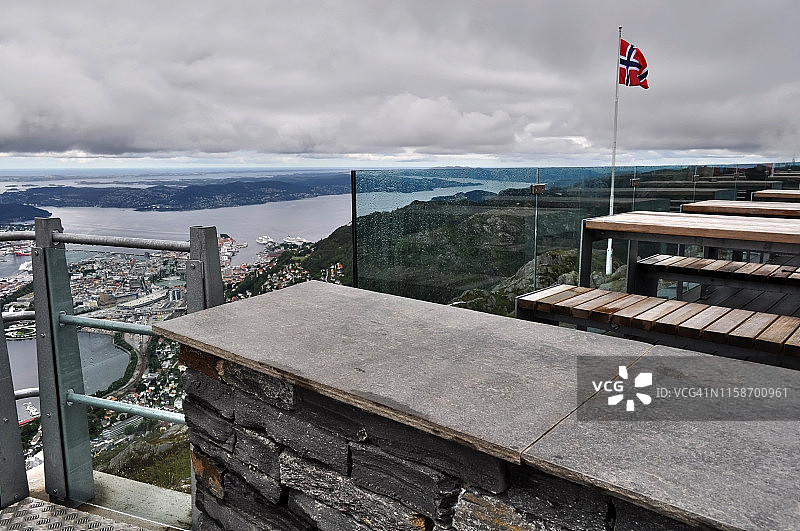 从乌尔里肯山鸟瞰卑尔根全景图片素材