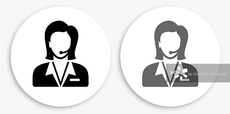 客户服务黑白圆形图标图片素材