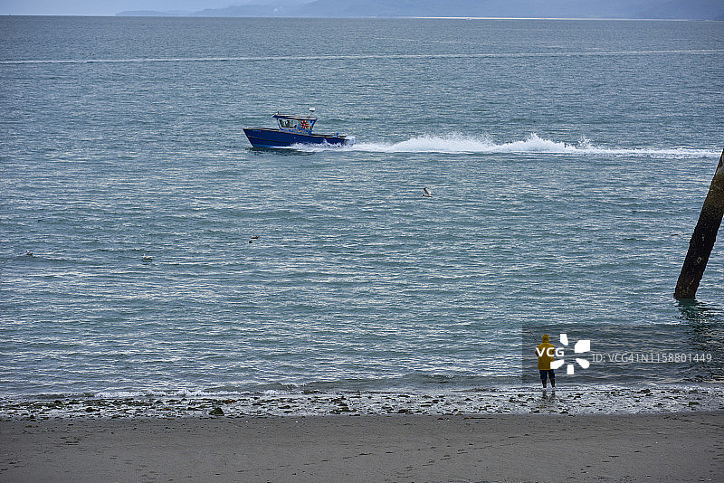 美国阿拉斯加州荷马渔人海滩垂钓场景图片素材