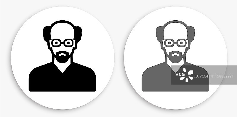 男人脸部黑白圆形图标图片素材