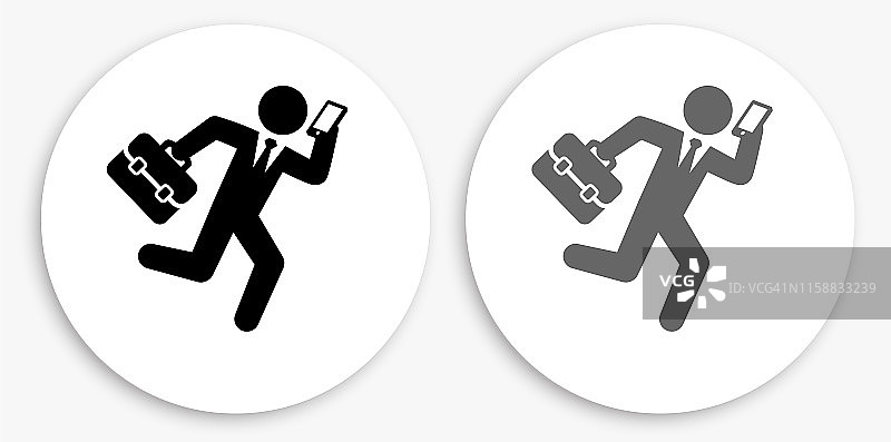 商务人士匆忙工作黑白圆形图标图片素材