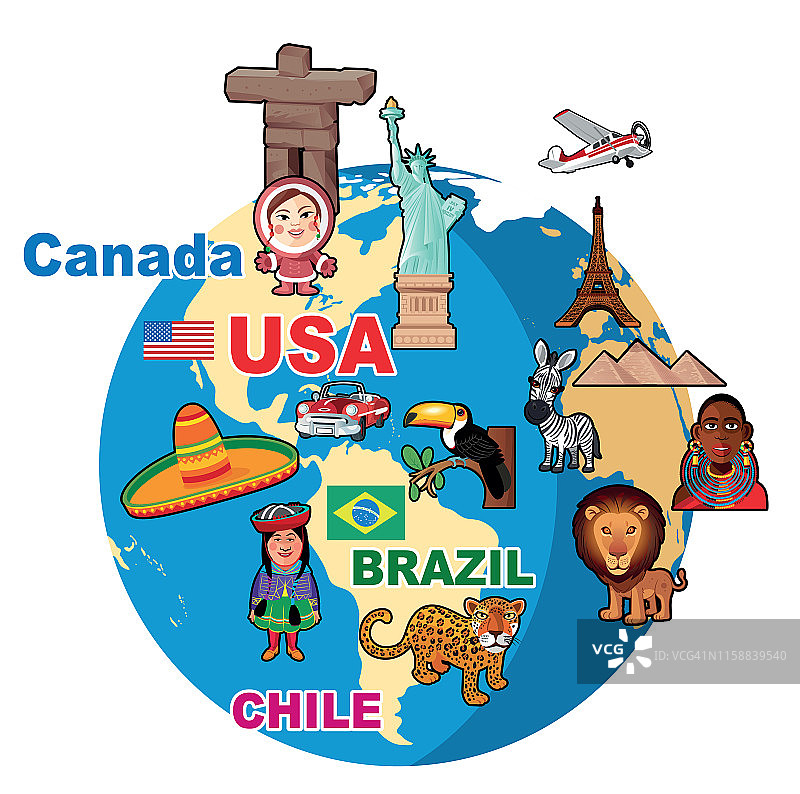 世界卡通地图图片素材