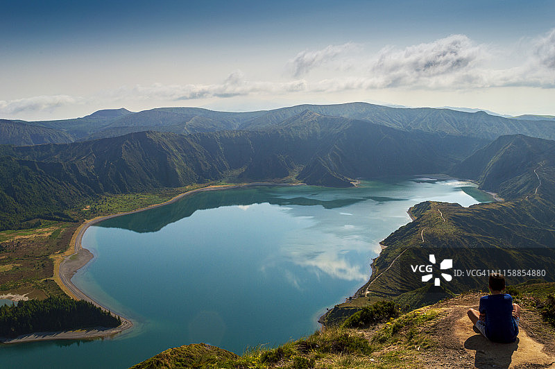 火湖，圣米格尔岛，亚速尔群岛，葡萄牙图片素材