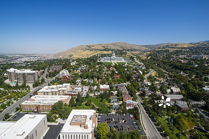 美国犹他州盐湖城及犹他州议会大厦景观图片素材