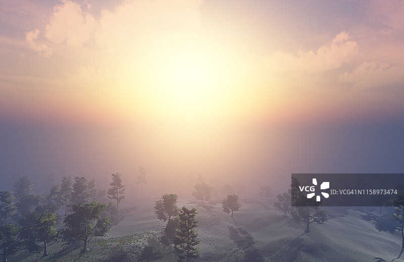 岛屿上的日落图片素材