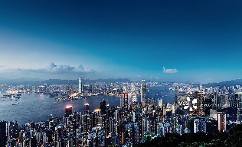 中国香港天际线和城市景观全景照片图片素材