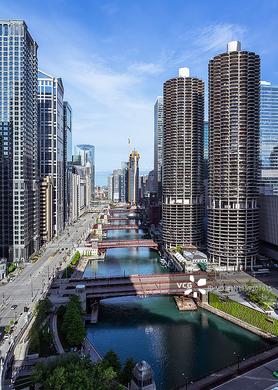 芝加哥河的高角度视图图片素材