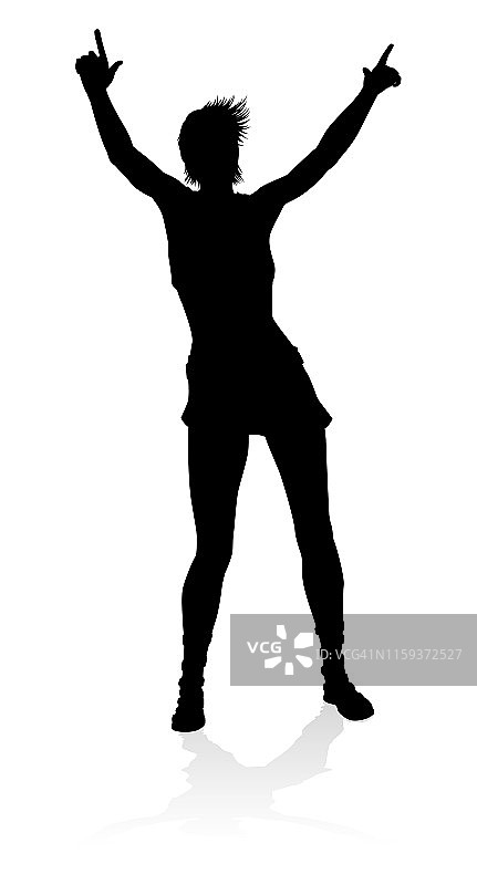 流行乡村歌手或摇滚明星剪影女人图片素材