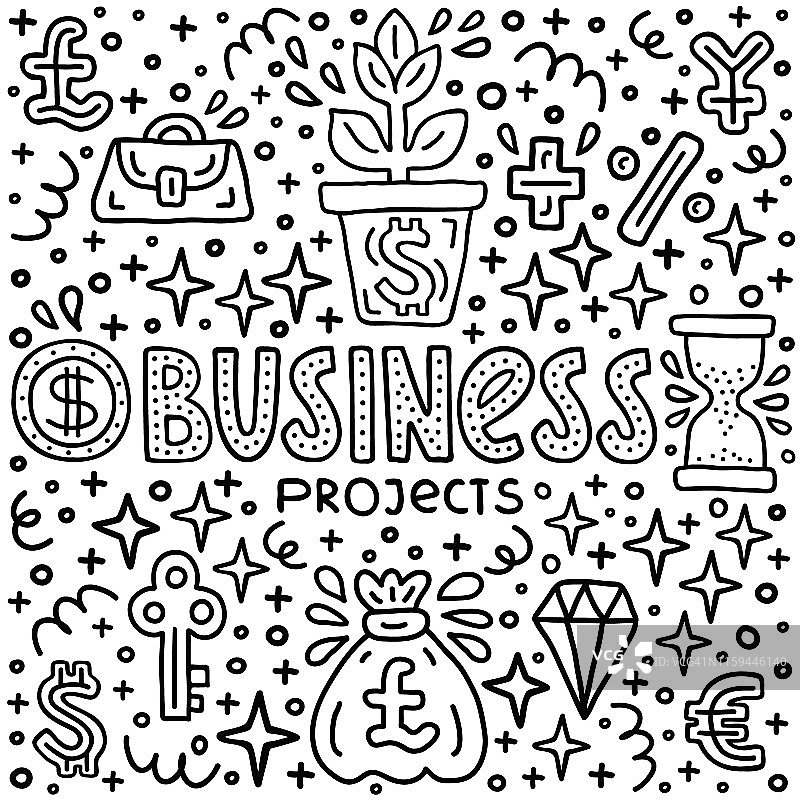 手绘商业项目投资涂鸦插图图片素材