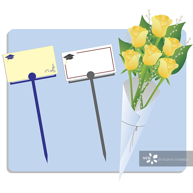 鲜花和标签系列：毕业图片素材