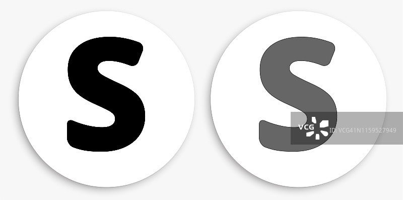 字母S黑白圆形图标图片素材
